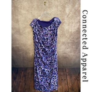 Connected Apparel-Purple Cap sleeve Faux wrap dress-women’s size 12-EUC